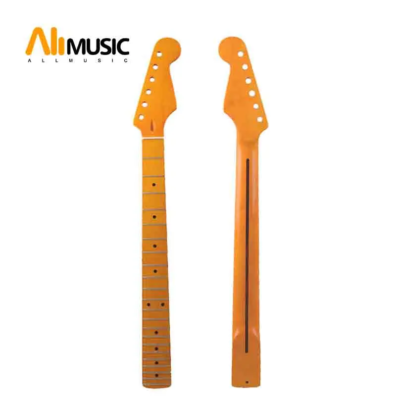 

22 Fret Yellow Gloss Maple Guitar Neck Maple Fingerboard with Black Dot for ST FD Electric Guitar Replacement