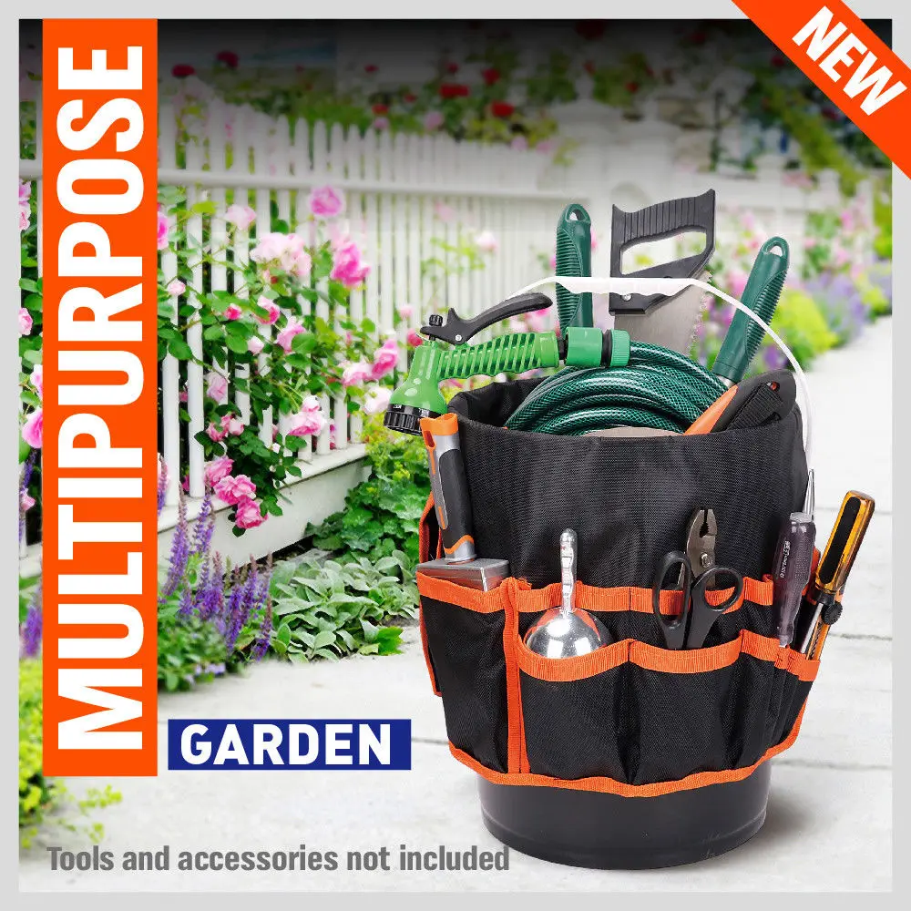 HORUSDY 5 Gallon Bucket Organizer Tote Bag Toolkit Bag Garden Tool Kits 30 Storage Pocket Tool Organizer Waist Packs Tool Bag