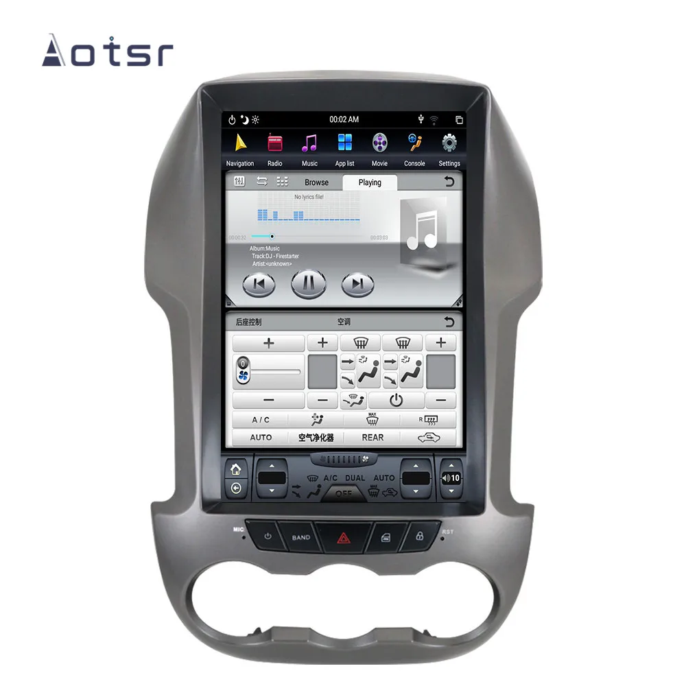 Top Android 8.1 4+64G Tesla style DVD multimedia player GPS navigation for Ford Ranger F250 2011+ Auto stereo radio player Head unit 7