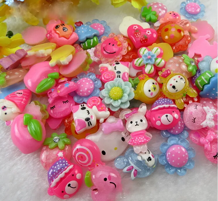 

1000pcs cute things flat back Resin Dessert charms Cabochons Cabochon Cameo DIY hair clip Accessory mix style for DIY1104