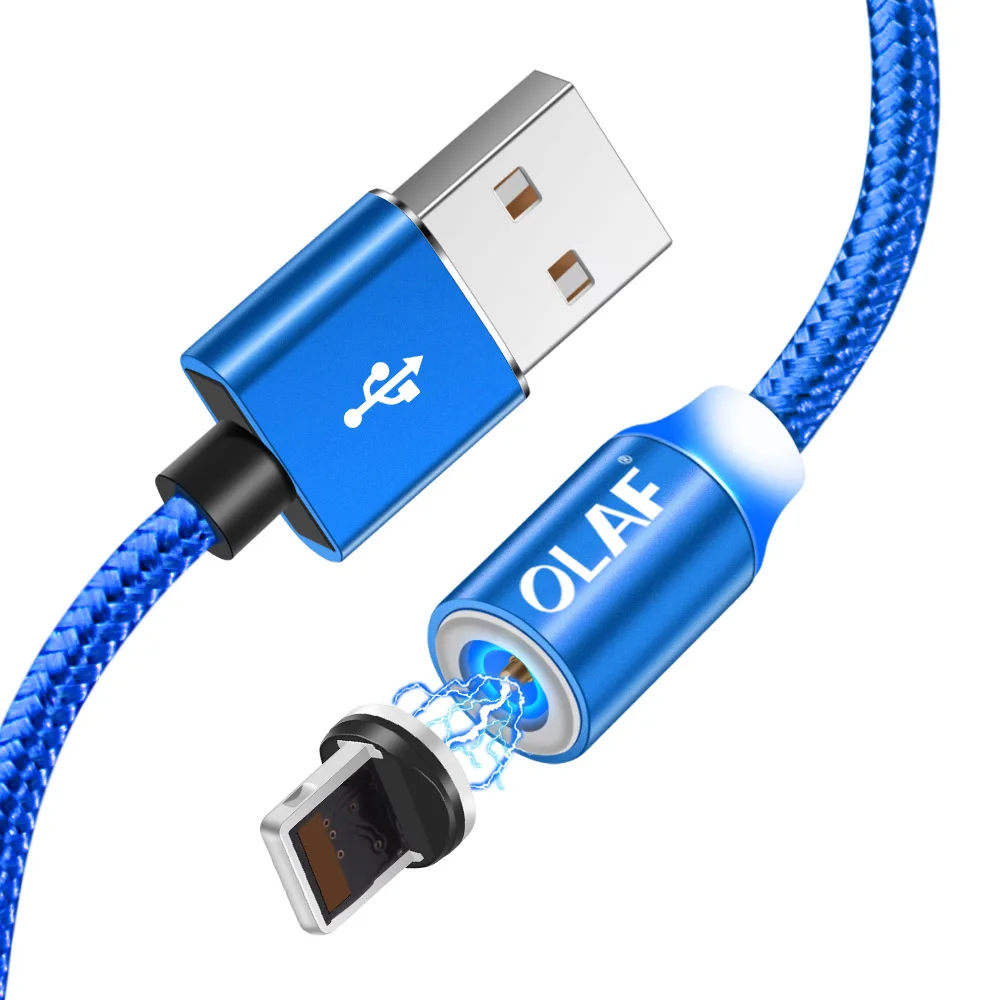 Магнитный usb-кабель Олаф 1 м 2 м нейлоновый Магнитный кабель для быстрой зарядки Micro USB type-C для iphone 7 X Xs Max samsung S9 huawei Xiaomi