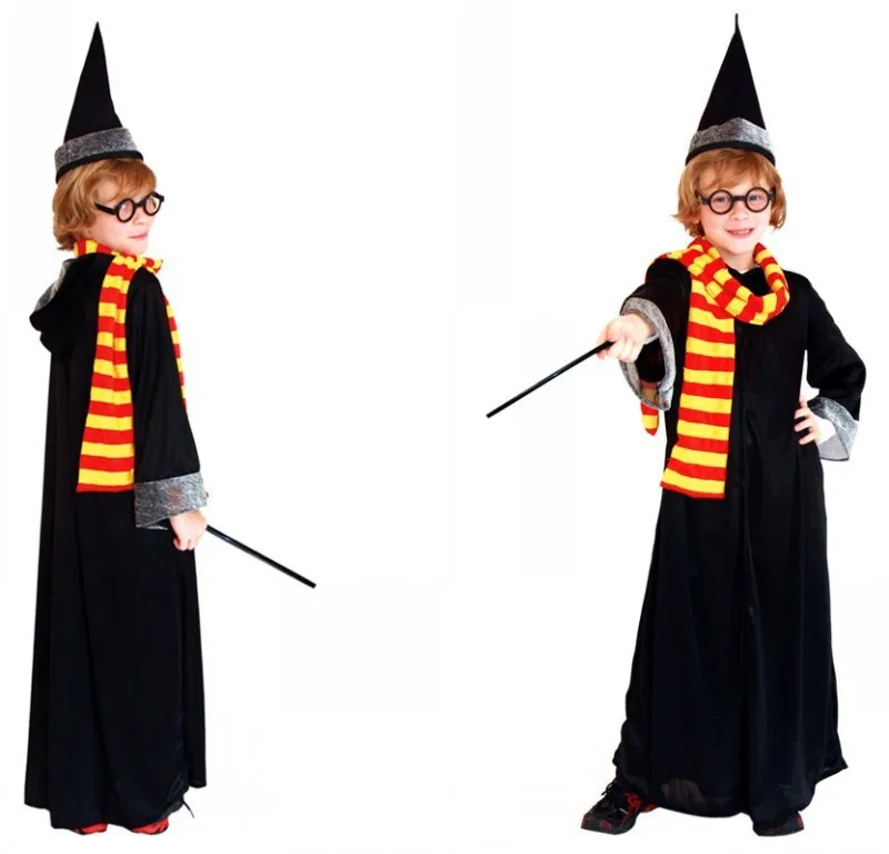 М-XL дети Обувь для мальчиков маг Косплэй показаны ткань Магия платье Хэллоуин Мастер костюмы детская "день карнавал-маскарад праздничное