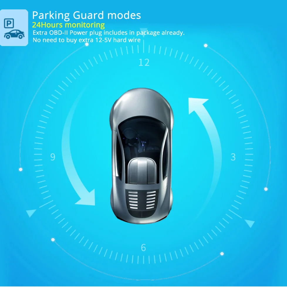 Car DVR Dash Camera recorder Parking Mode GPS Motion Detection Rotate 330 Degree