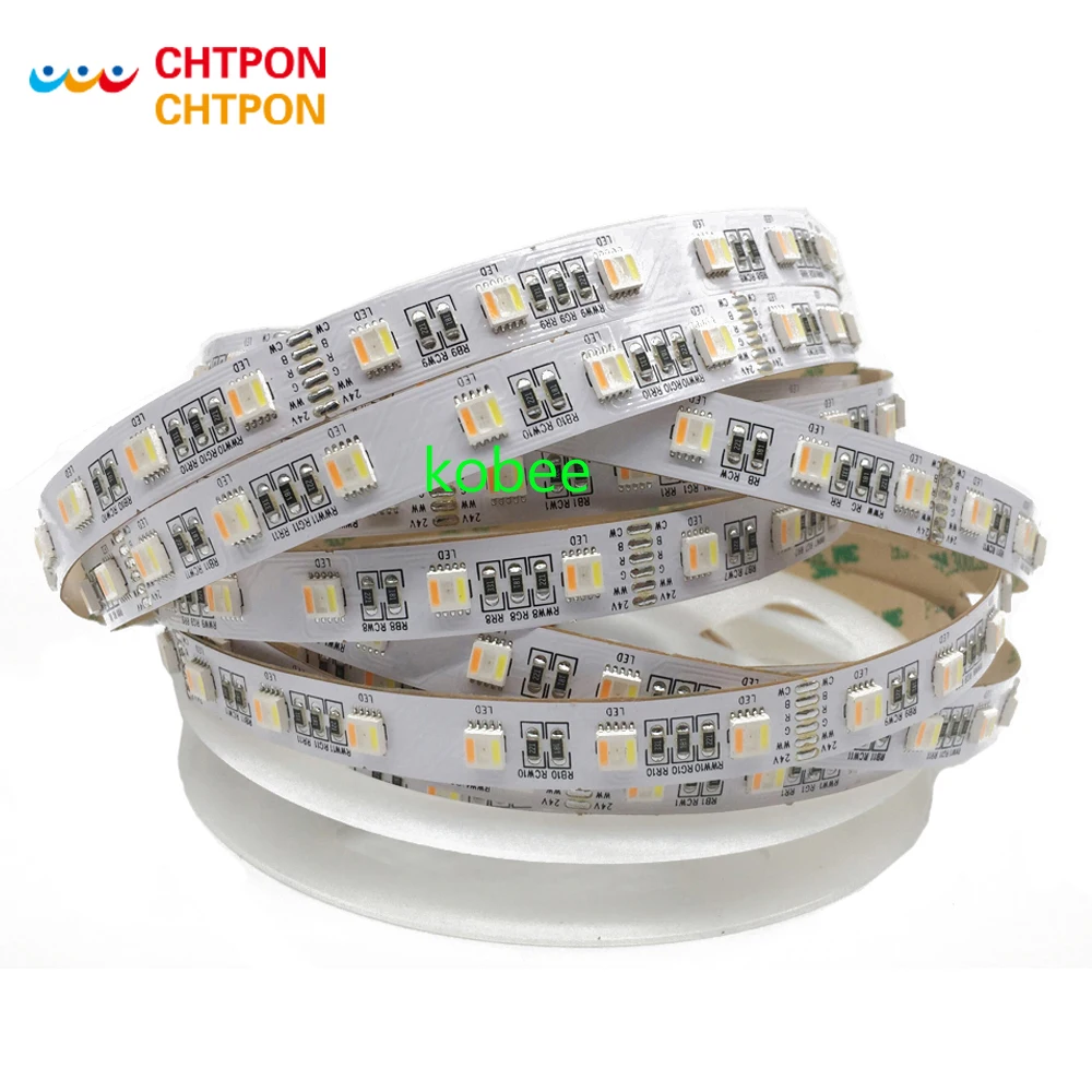 12 мм PCB RGB CCT Светодиодная лента 5050 DC12V/24 В гибкий свет + белый теплый 5 цветов в 1