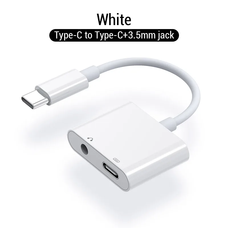 PZOZ 2 в 1 type-C-USB C для iPad Pro 11 huawei mate 20 Pro Lite, зарядное устройство, 3,5 мм разъем для наушников, кабели для синхронизации данных - Цвет: White 2