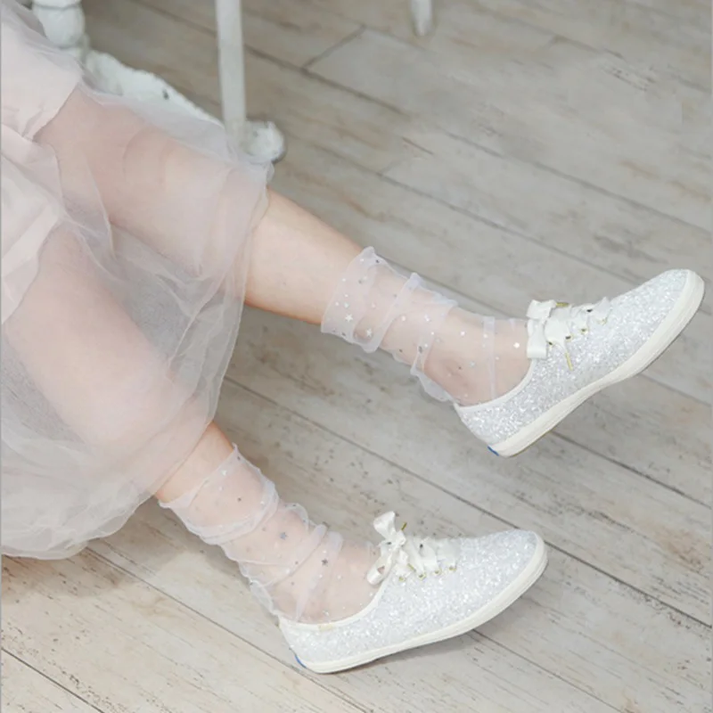Sale Women Moon Star Net Transparent Heap socks Breathable Spring Summer Sexy Thin Long Tube Sock