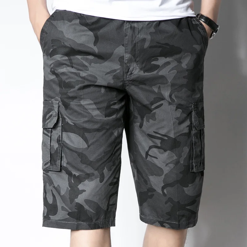 

2019 New Camouflage Shorts Men Casual Shorts Male Loose Work Shorts Man Military Short Pants Plus Size M-5XL Knee Length Cotton