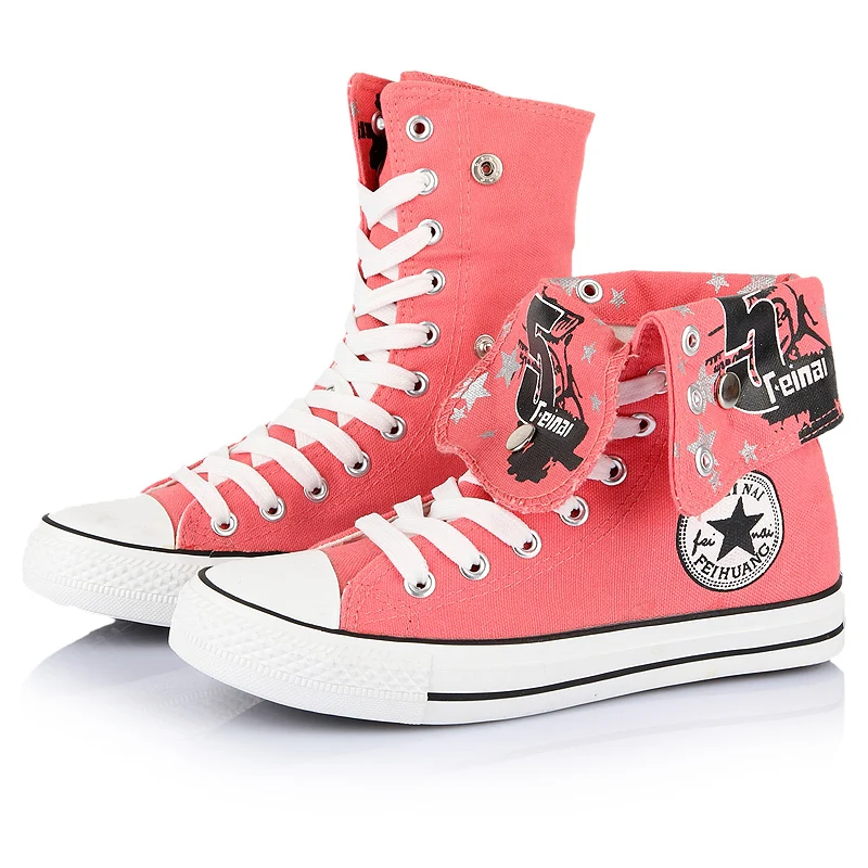 Free Shipping High Canvas Sneakers Two Ways Flat Woman's Lace-Up Sneaker Hip-hop LSP154 | Обувь