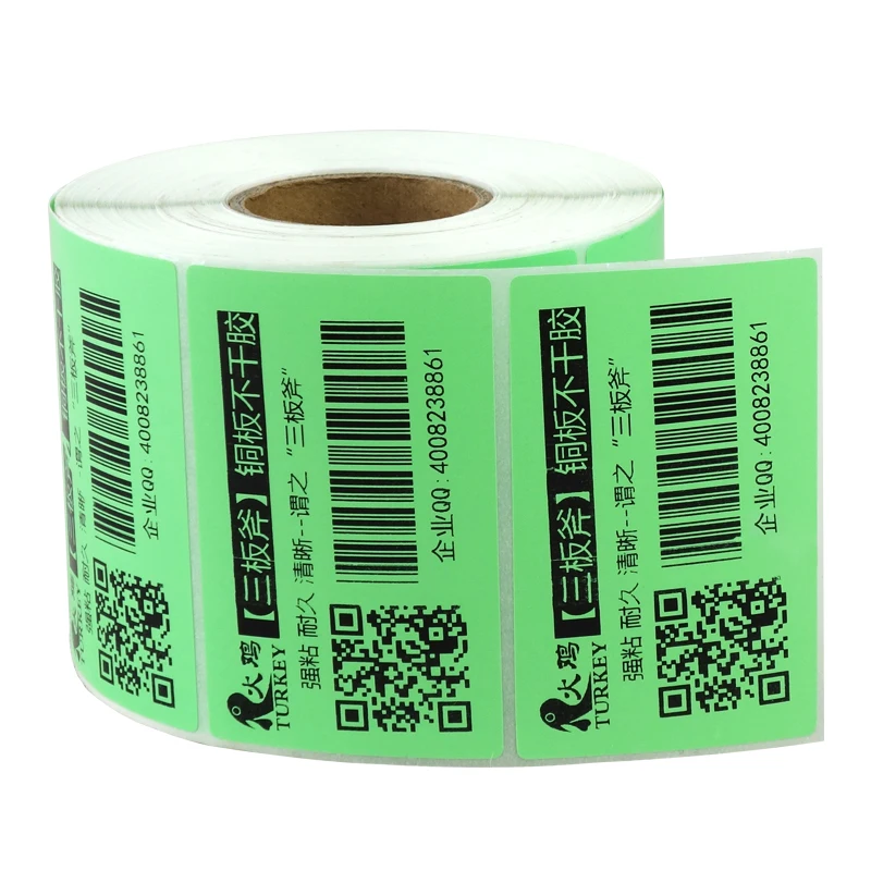 Рулон этикеточной бумаги 80x50 мм(1000 наклеек) печать зеленого цвета наклейки
