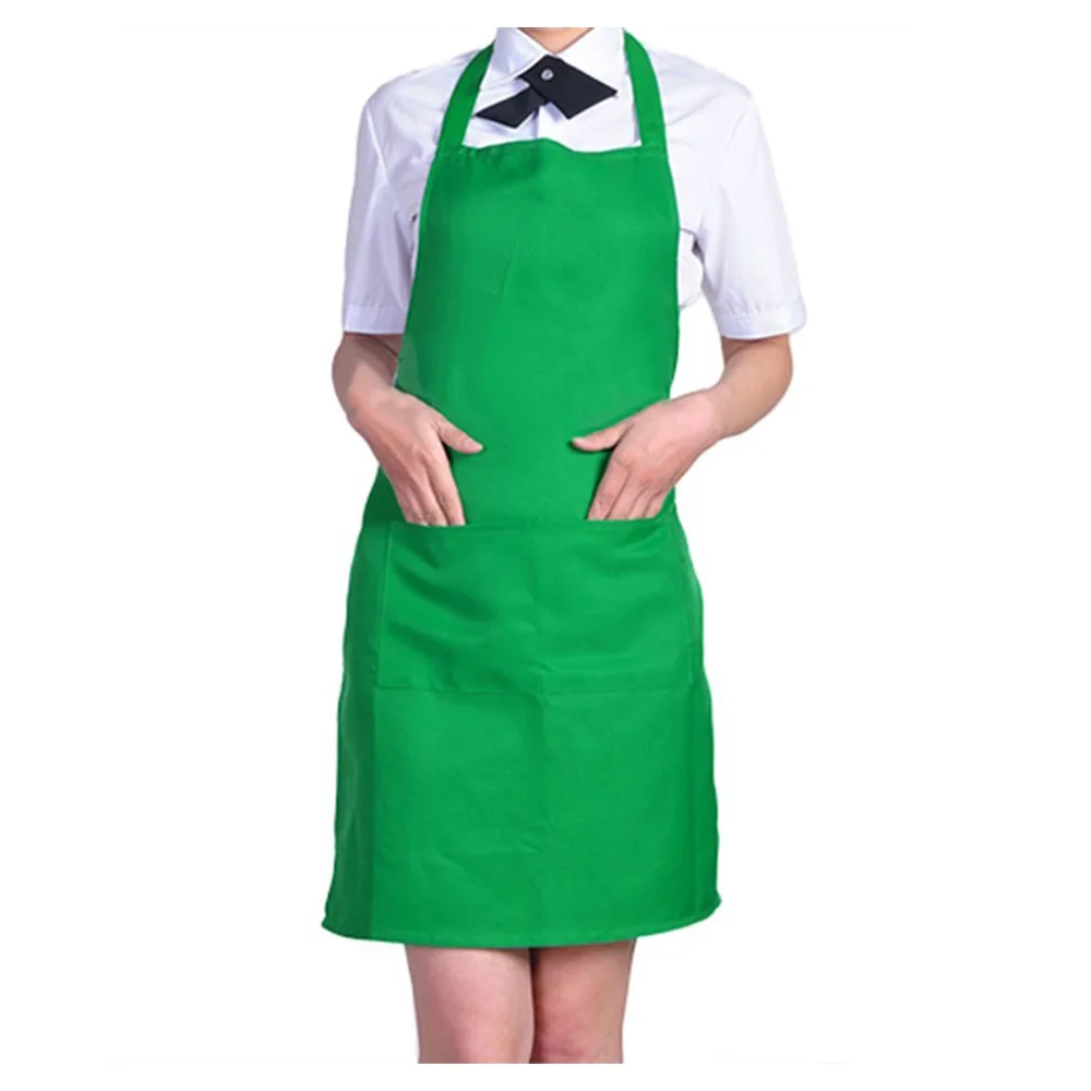 

GSFY-Plain Apron with Front Pocket Kitchen Cooking Craft Baking Green