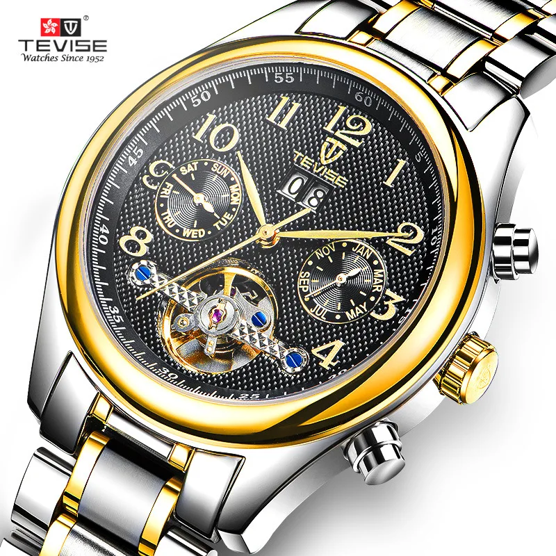 

Top Luxury Tourbillon Automatic Men Watch Stainless Steel Mechanical Self Wind Watch Skeleton Self-wind Wristwatch Male Clock