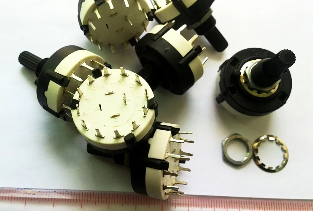

10 Pcs X 1P11T 1 Pole 11 Position 6mm Knurled Shaft Band Selector Rotary Switch Black Rotary Switches(BBM)