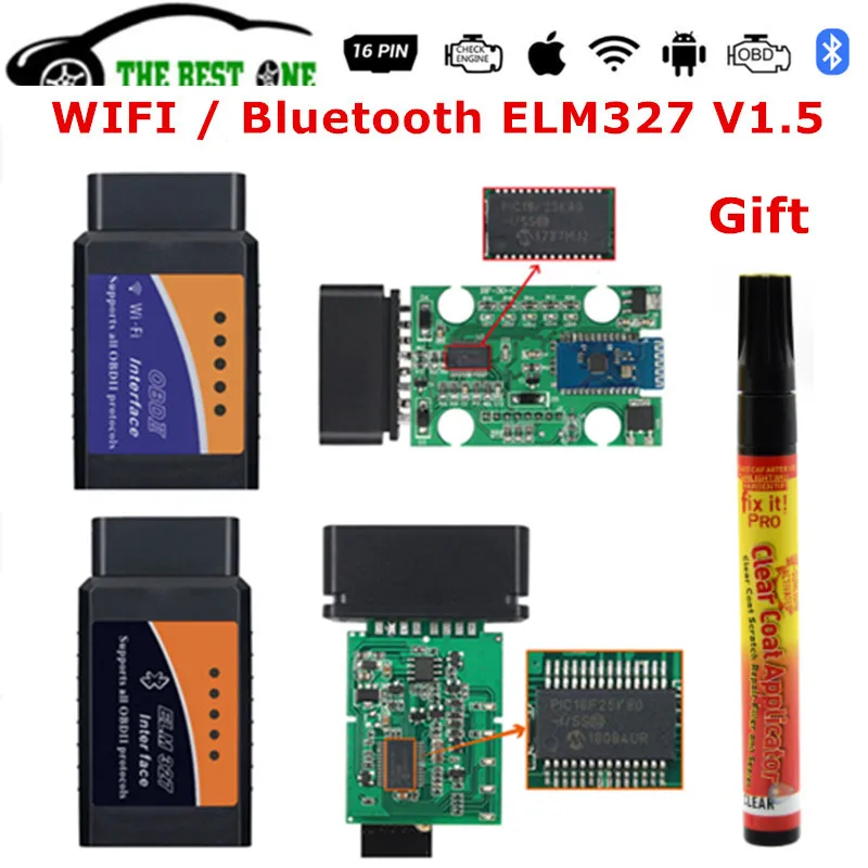

Best WIFI ELM327 V1.5 OBD2 For IOS/Android/PC 1.5 ELM 327 Bluetooth OBDII Scanner Real 25K80 ELM-327 OBD-II Car Diagnostic Tool