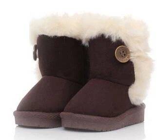 Популярные зимние детские ботинки Bailey/теплая плюшевая обувь на пуговицах; противоскользящие ботинки для мальчиков и девочек; Новые ботильоны для девочек; детская обувь; XL77 - Цвет: coffee