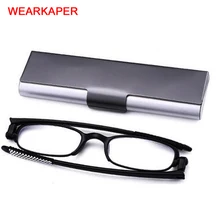 WEARKAPER 1,0 до+ 4,0 мини 360 градусов вращения складные очки для чтения для мужчин и женщин тонкая рамка складные пресбиопические очки