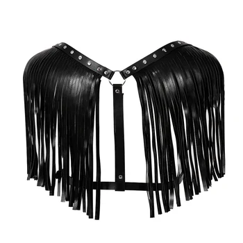 

Harajuku Punk Leather Harness Woman Bra Shawl Tassel Lingerie Plus Size Straps Body Caged Metal Rivet Art Dance Rave Wear