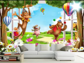 

custom 3d photo wallpaper living room non-woven mural window animal world 3d painting sofa TV background wallpaper for walls 3d