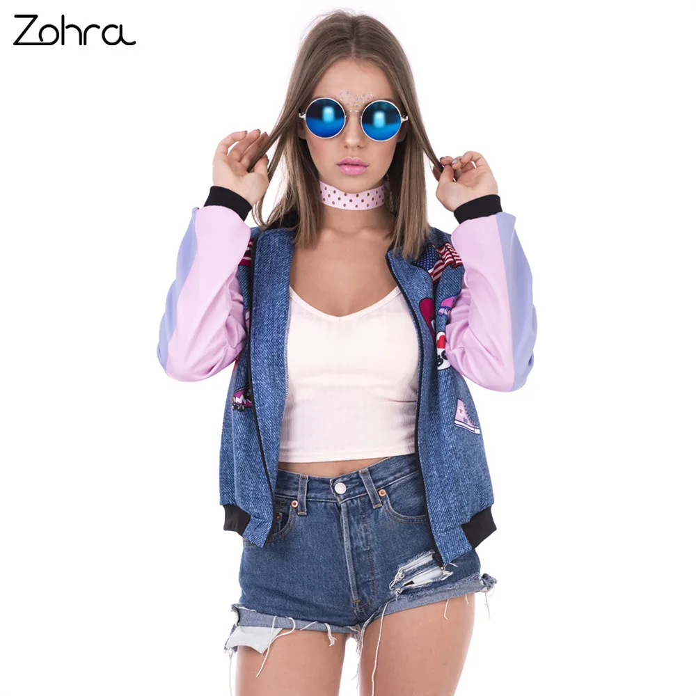 

New Arrival Women Bomber Jacket Flying Pig Printing Casual Jaqueta Feminina Fashion Sexy Basic Jacket for Woman