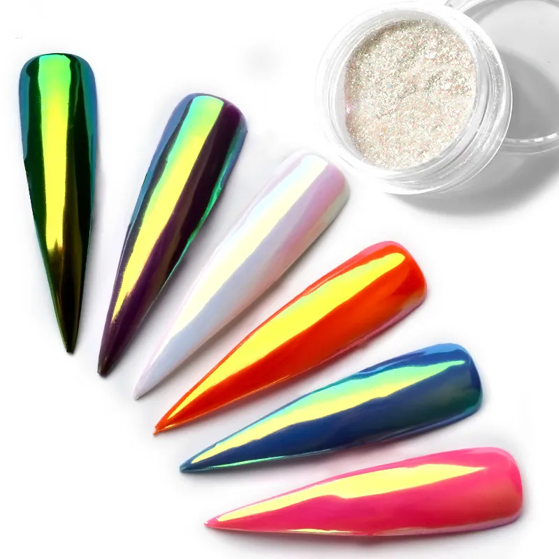 

Mirror Nail Powder Neon Aurora mermaid powder Chrome Pigment Manicure Nail Art Decorations in Tip Glitters For Nails Art