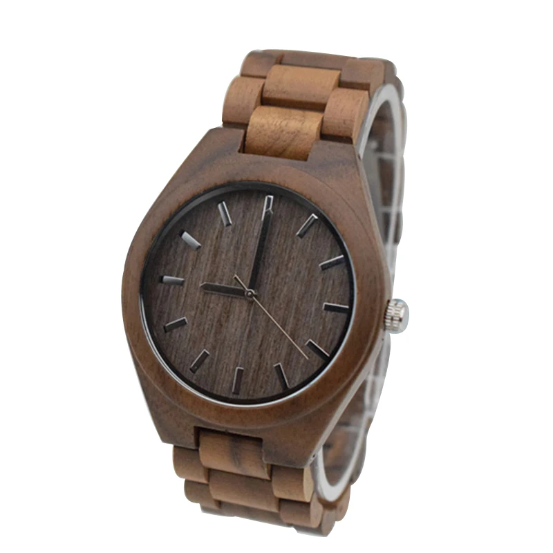 Full Walnut Wooden Watch For Mens Custom Gift For Boyfriend With Wood Watchband For Christmas Gift 2 slot watch box wooden lockable display watch storage boxes travel case for men women birthday christmas thanksgiving day gift