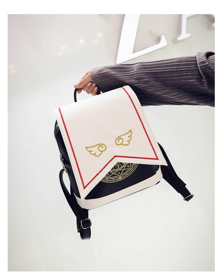 Anime Card Captor Sakura Girls Backpack CARDCAPTOR SAKURA Shoulder Bag Kawaii Cosplay Lolita Magic Bags with Embroidery Wings