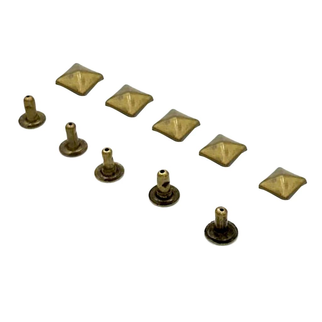 100pcs Metal Square Pyramid Rivet Studs For Leather Crafts Clothes Shoes Bags Decorative