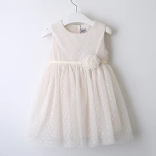 Платья для девочек; Новинка года; летняя детская одежда; модное милое Сетчатое платье без рукавов с объемным цветком в горошек для девочек