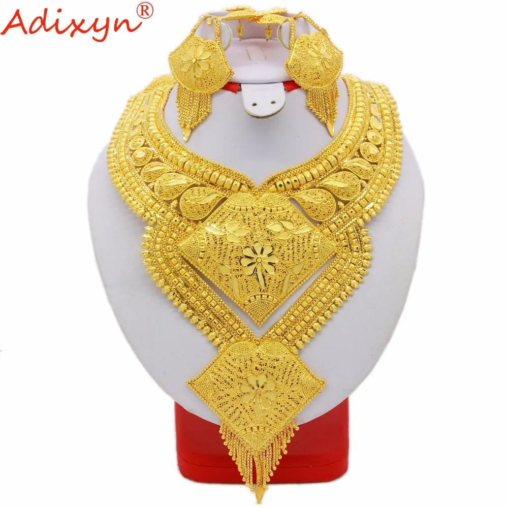 

Adixyn 60cm/23.6inch Necklace/Earrings Beautiful Jewelry Sets Women Gold Color Ethiopian Jewelry Luxury Wedding Gifts N060515