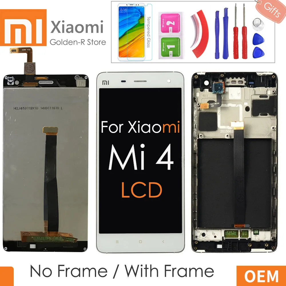 

5.0" AAA quality LCD For XIAOMI Mi 4 LCD Touch Screen with Frame For XIAOMI Mi4 LCD Display Digitizer Assembly Replacement+Gift
