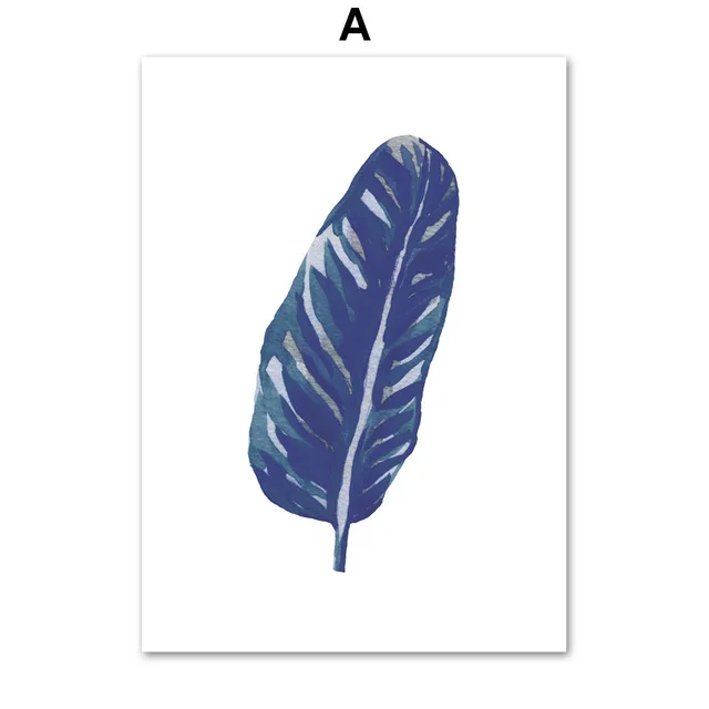 Watercolor-Blue-Tropical-Big-Leaves-Nordic-Plant-Posters-And-Prints-Wall-Art-Canvas-Painting-Kids-Wall.jpg_640x640