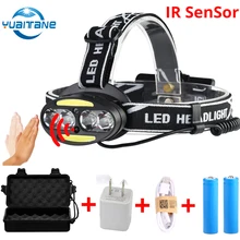 5000LUMS ИК датчик светодиодный налобный фонарь 4* T6 h светодиодный eadlamp+ 2* COB+ 2* Красный USB Перезаряжаемый Головной фонарь фонарик использовать 2*18650 батареи