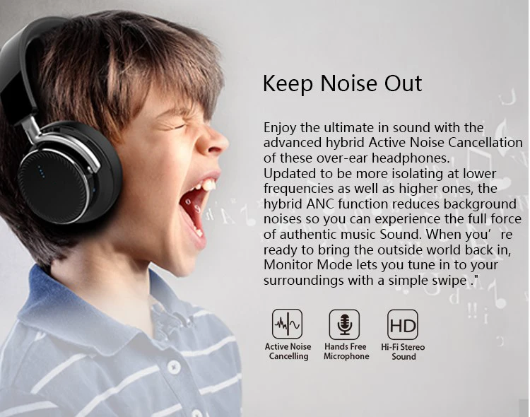 Active Noise Cancelling Bluetooth Headphones