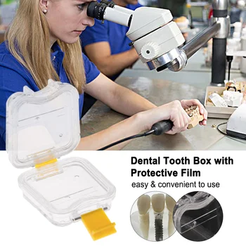 

1pc Dental Lab Material Dental Tooth Box with Film Clear Denture Storage Box Professional Tooth Box Oral Care Tools