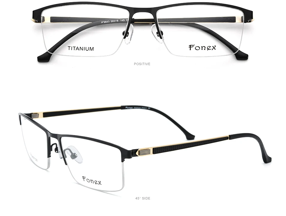 FONEX, сплав, оправа для очков, для мужчин, новинка, мужской квадратный светильник, очки по рецепту, полублизорукость, оптические оправы, Безвинтовые очки 9843