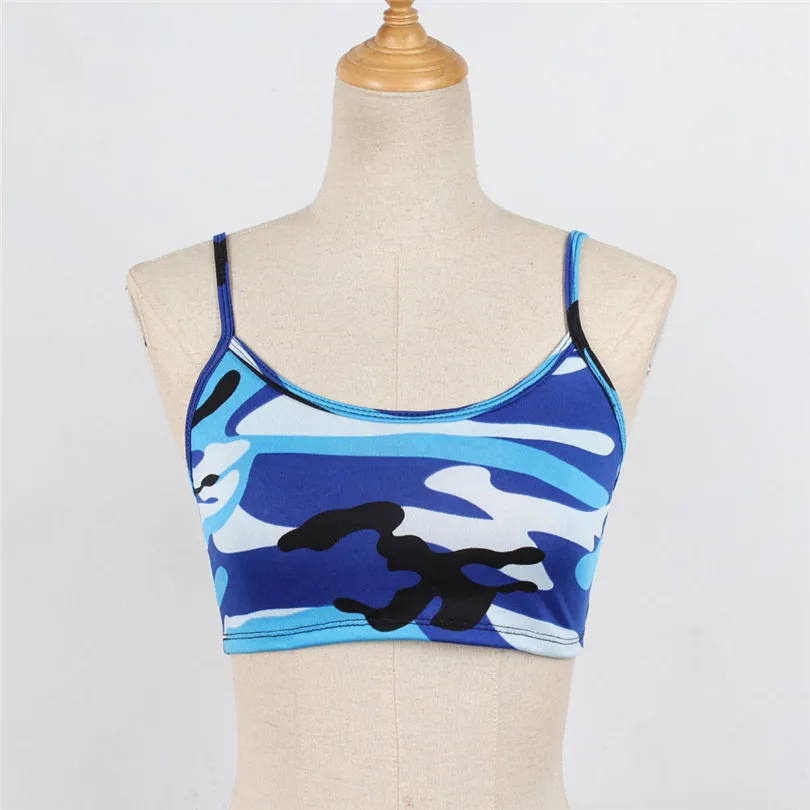   Summer Women Sexy Casual Camouflage Sleeveless Tank Top Bustier Bra Vest Crop Sport Top Blouse T Shirt New Arrival #4F01 (2)