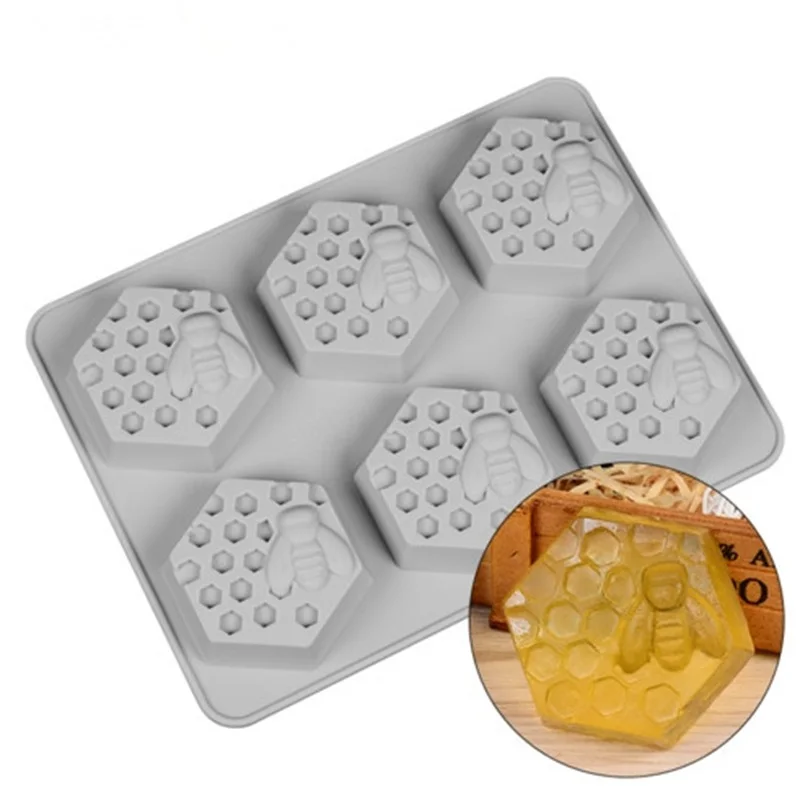 

Bee Silicone Soap Mold 6-Cavity Chocolate Candy Mould Craft Resin Molds Cake Decorating Tool