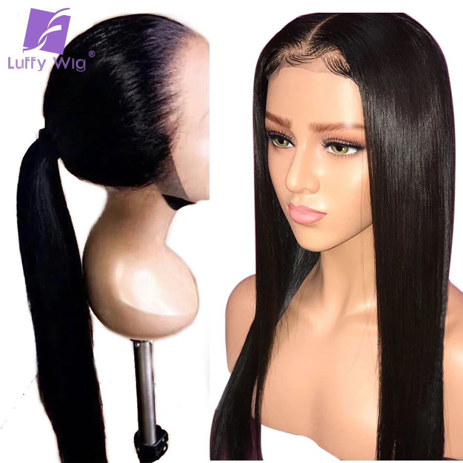 

Luffy Straight Full Lace Wig With Baby Hair Pre Plucked Long 100% Remy Brazilian Human Hair Wigs Bleached Knots For Women 130%