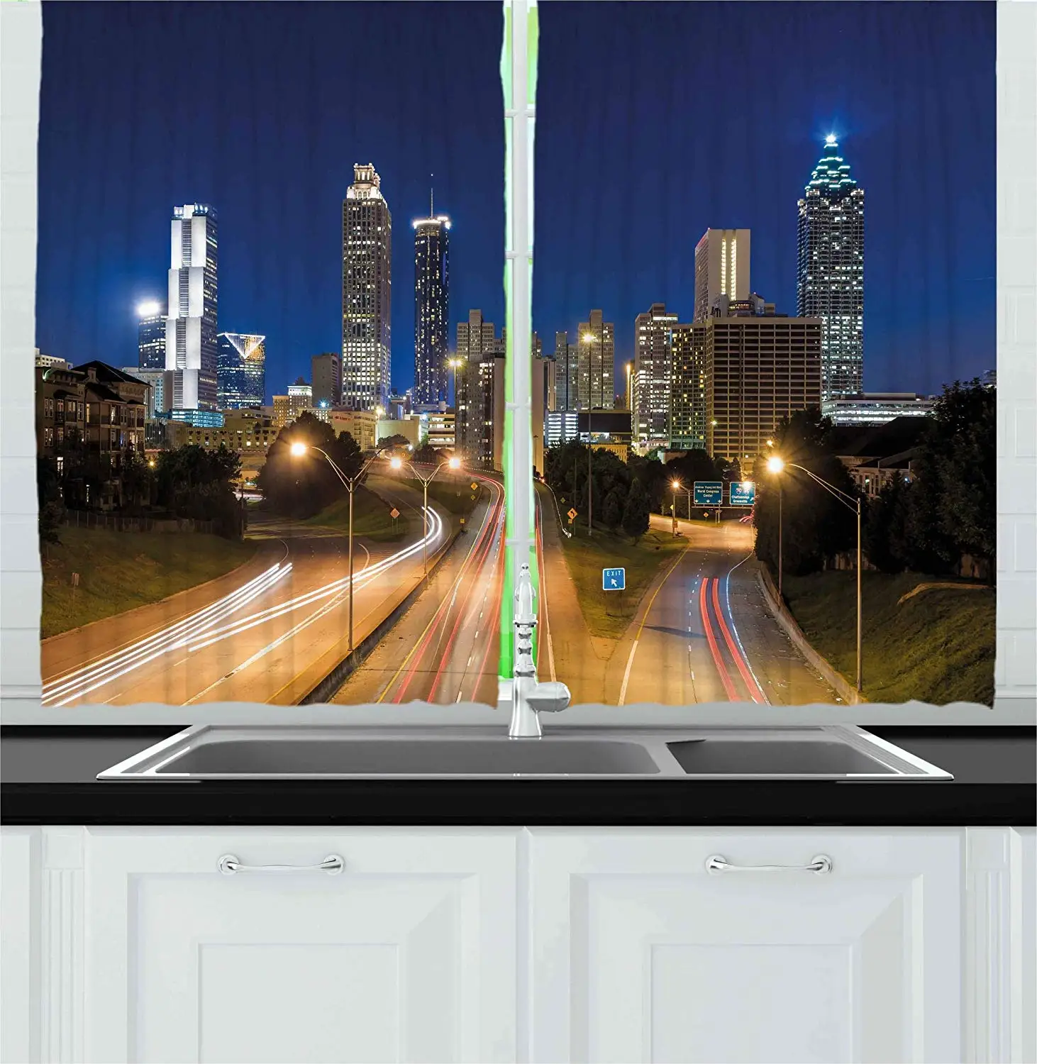 Urban Curtains Image Of Atlanta Skyline Twilight With Highway