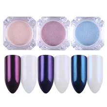 BORN PRETTY 3 Colors Mirror Pearl Nail Powder Set Glitter Nail Art Dust Shining Mermaid Makeup Powder Decorations Kit