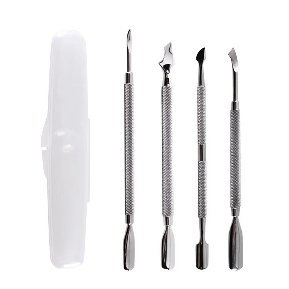 

4pcs/Set Stainless Steel Cuticle Remover Double Head Finger Dead Skin Push Nail Cuticle Pusher Manicure Nail Care Tool #263991