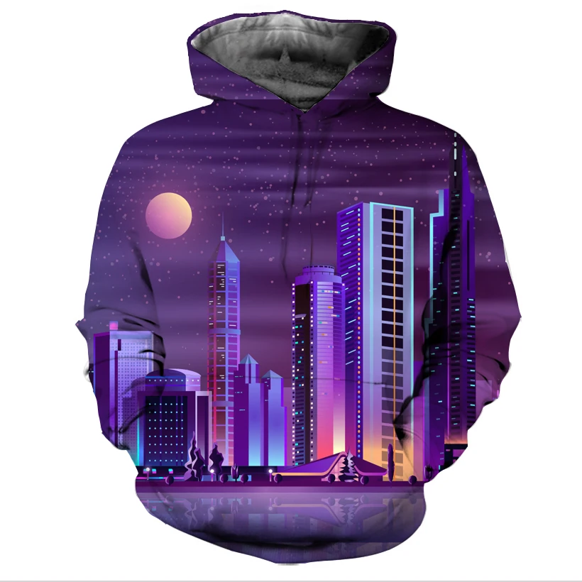 

REAL American SIZE illuminated skyline high quality 3D Sublimation Printing Hoody Hoodie Plus size 5xl 6xl
