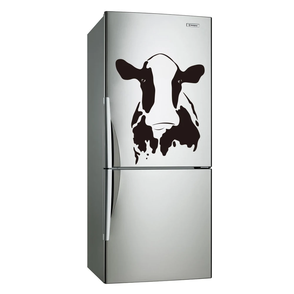 Cow  Wall Sticker Bedroom Refrigerator Cow Animal Head Wall Decal Kids Room Living Room Vinyl Home Decor Art Nursery  (2)