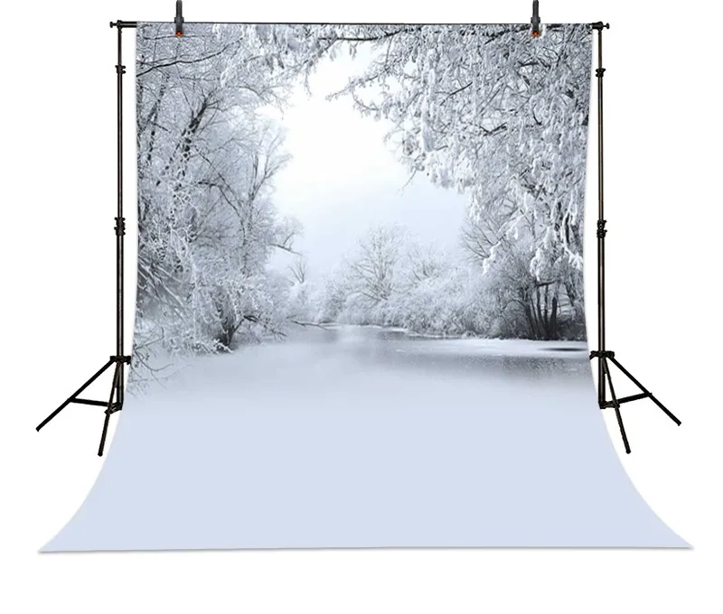 

Winter Tree Frozen River Photography Backgrounds High-grade Vinyl cloth Computer printed newborns backdrop