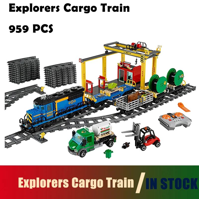 

Model 02008 959pcs Explorers Cargo Train Figure building blocks Bricks toys for children Compatible With Lego City 60052