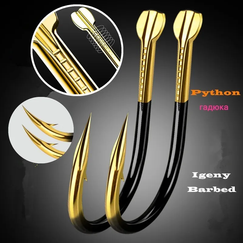 

Black Python Fishing Hooks Japan Super Hard 30pcs 100pcs Barbed Barbless Feeder Carp Fly Assist Fish hook Tool Pesca Sea Needles