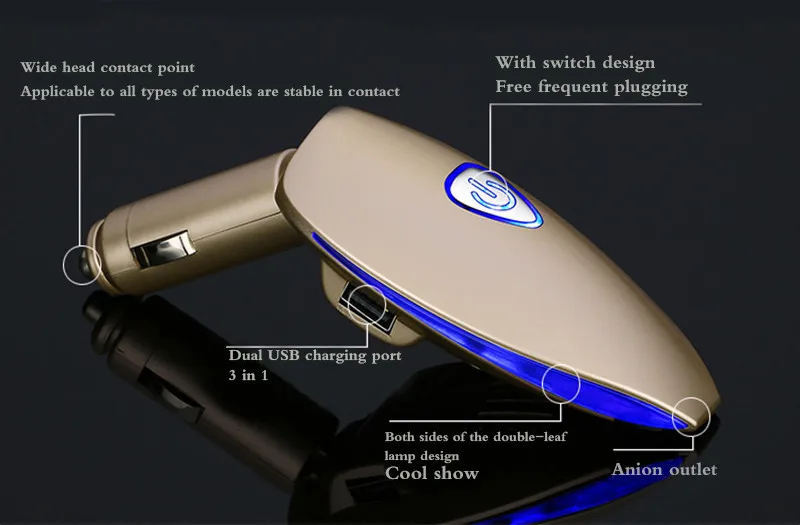 Автомобильный очиститель воздуха с ионизатором освежитель воздуха кислородный ионизатор светодиодный индикатор двойной зарядное устройство USB отрицательный ионный очиститель воздуха s
