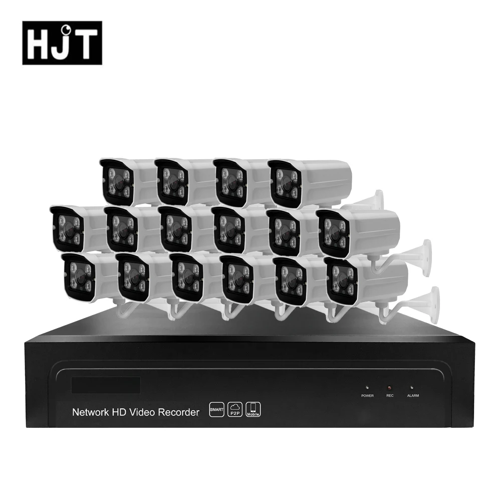 HJT 16CH POE 48В H.264/H.265 1080P 2.0MP Комплект сетевой камеры NVR 4IR ночное видение Обнаружение