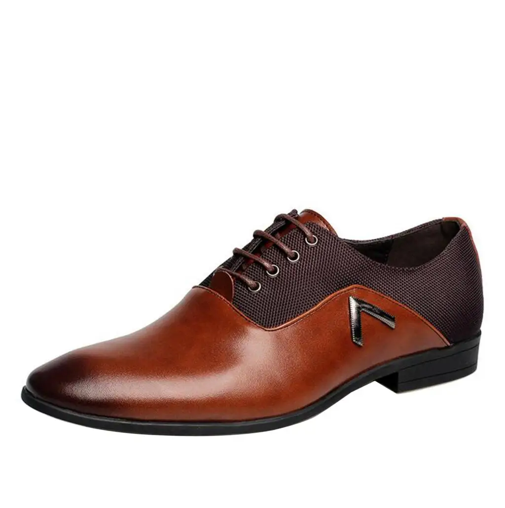 Spring New Brand Man Dress Shoes High Quality Genuine Leather Men Derby Shoes Solid Brogues Lace-Up Bullock Business Oxfords