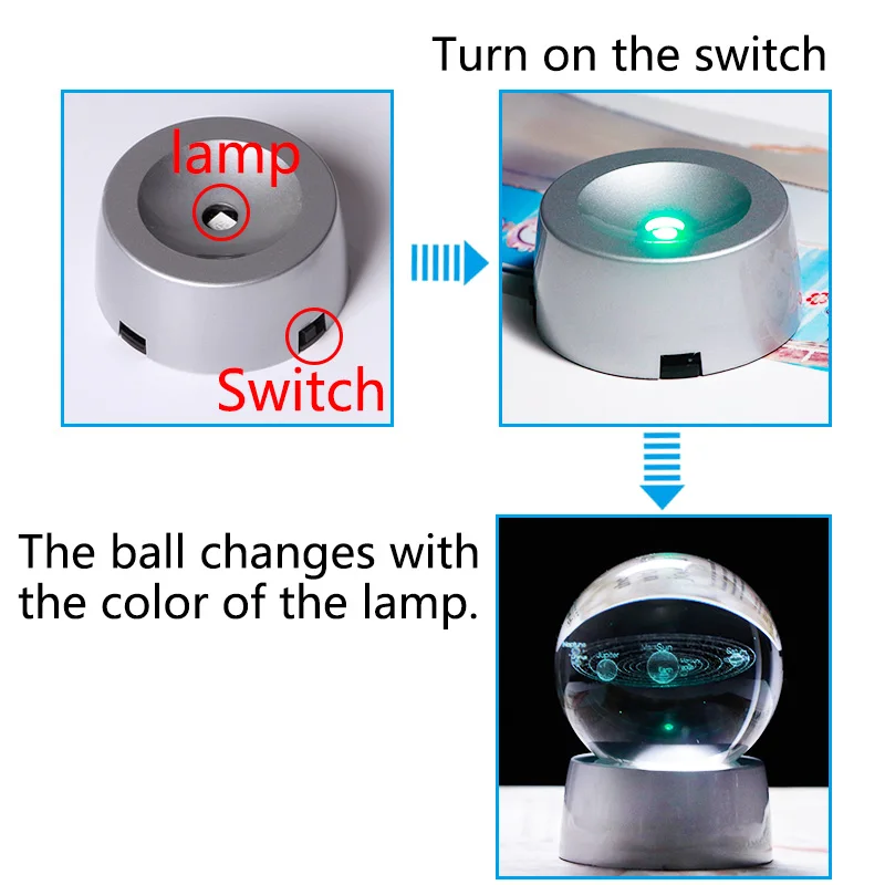 K9 кристаллическая солнечная система 3D лазерная гравировка светодиодный шар заряжаемый красочная база Прямая поставка Глобус украшение дома орнамент