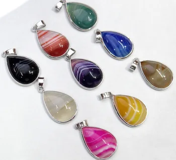 

Mode Natuursteen streep Agaat Water Drop Shape Hanger Kralen Mooie Sieraden Bedels voor Sieraden Maken Kettingen 10 pcs